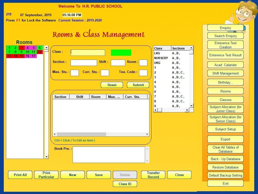 Manage Classes Rooms Class Teachers